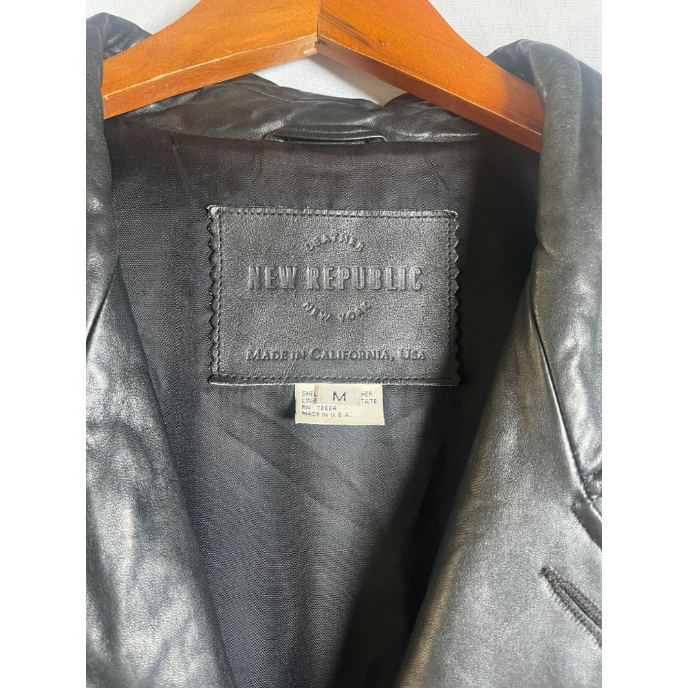 New Republic Genuine Leather Black Sports Coat Blazer Made in USA Men’s Size M - Picture 3 of 5